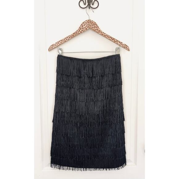Express Black Fringe Strapless Flapper Dress sz 0 - Picture 1 of 2